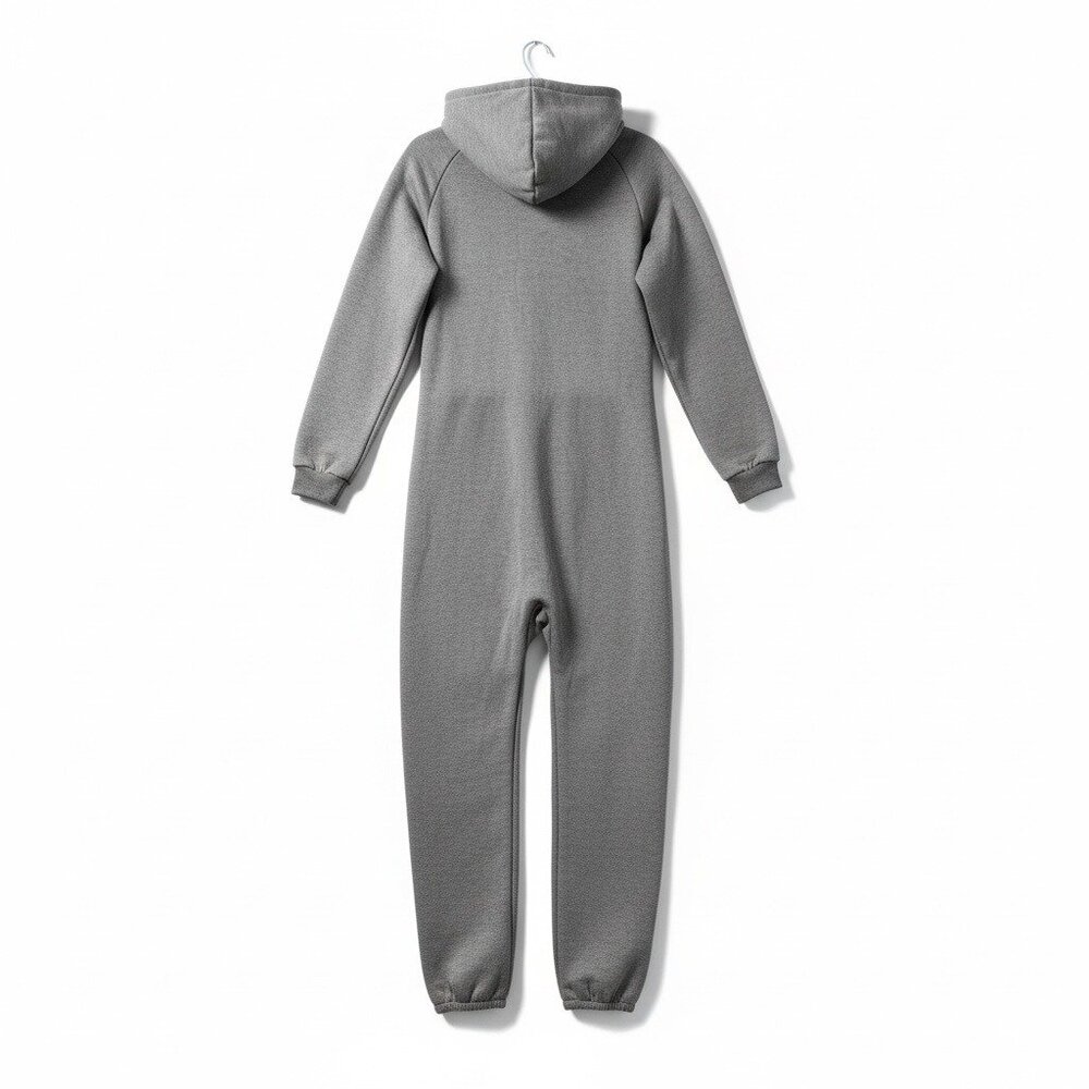 Joggies Mens Gray Hooded Full-Body Jumpsuit Pockets & Zip Front Closure Large - Picture 3 of 9